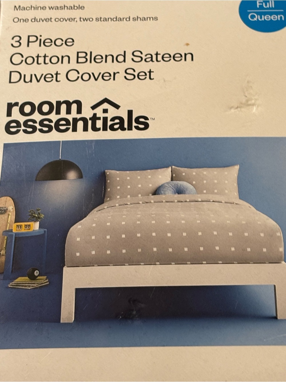 Target room essentials Gray Cotton Blend Sateen Duvet Cover Set
